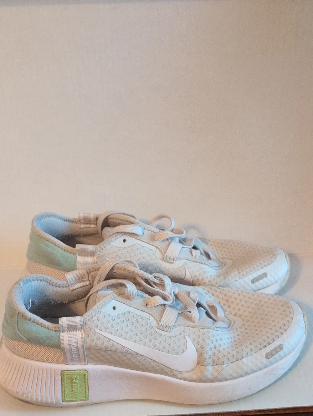 Nike Light Grey and Mint Green Women's Trainers